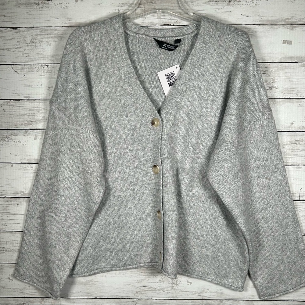 Member's Mark Boxy Rolled Hem V-Neck Soft Cardigan Light Grey Heather XXL NWT - Picture 2 of 7
